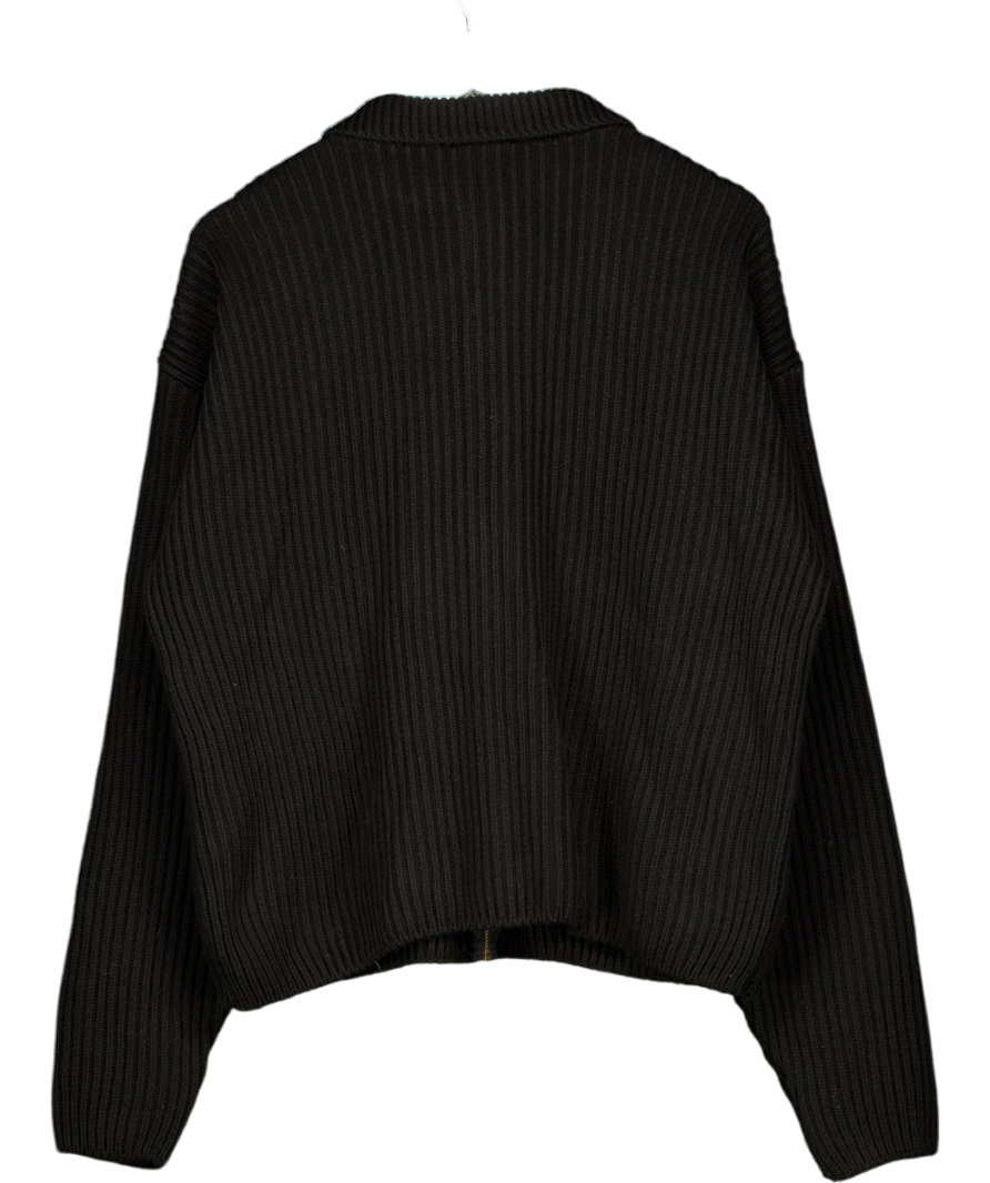 Brother and Kin Black Stack Knit Zip Up UK M