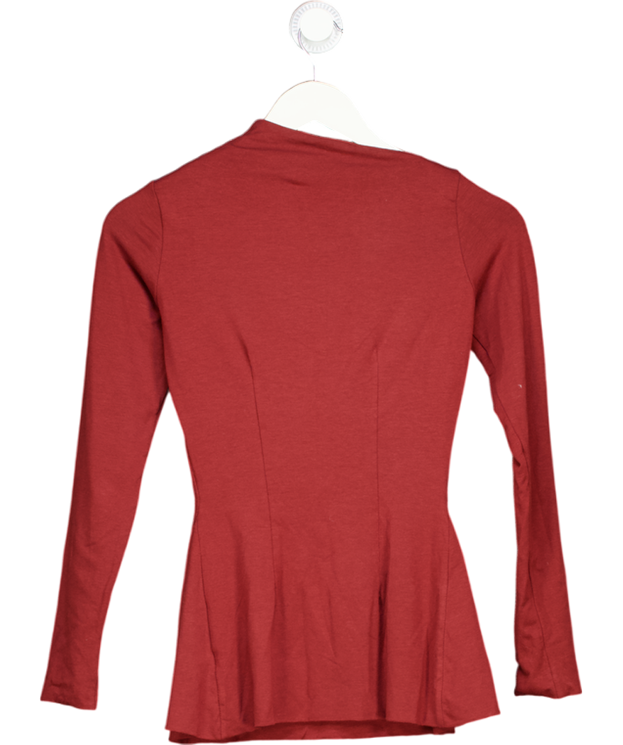 AYM Burgundy Red Venus Long Sleeve Top UK XS