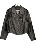 SIMPLY BE Black Faux Leather Biker Jacket UK 20