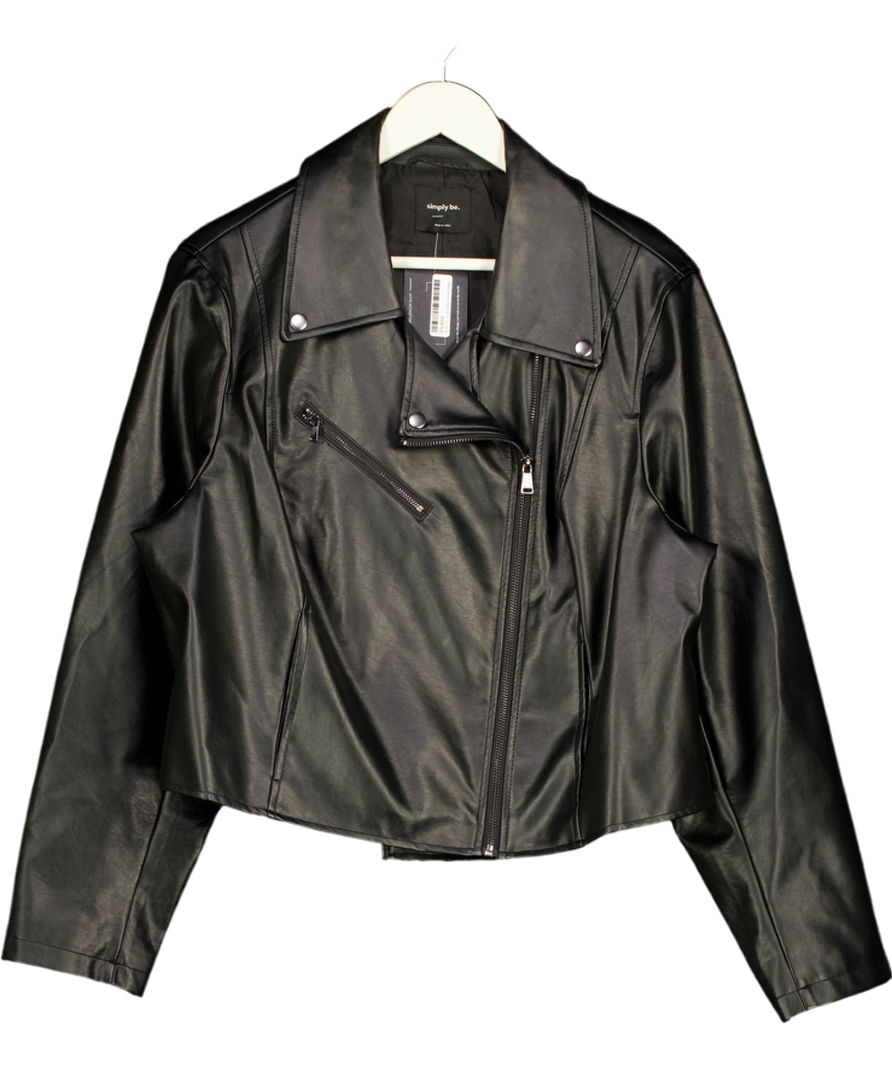 SIMPLY BE Black Faux Leather Biker Jacket UK 20