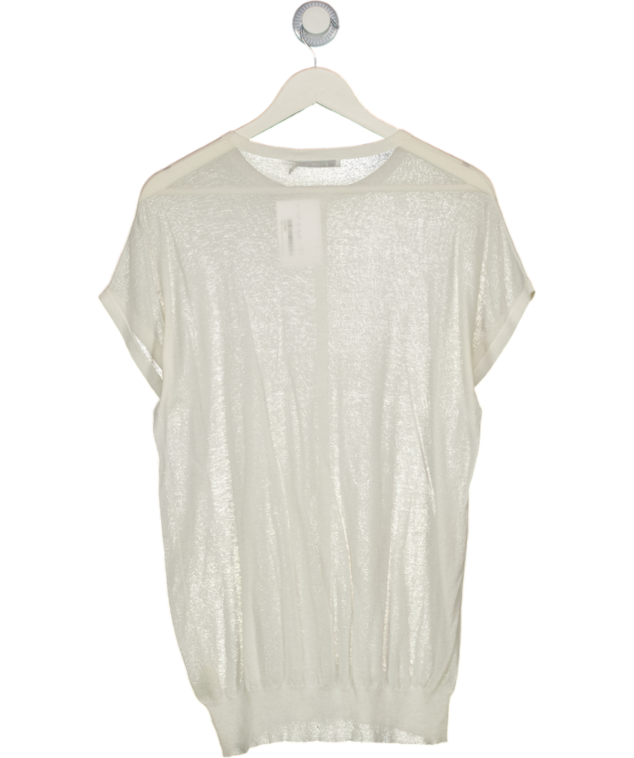 T by Alexander Wang Cream Sheer Knit Short Sleeve Top UK S