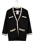 MAJE Black & Ivory Oversize Cardigan With Gold Detailing UK 8