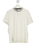 Louis Vuitton White Chain Neck Intarsia Jersey Crewneck T-shirt UK XS