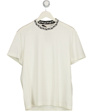 Louis Vuitton White Chain Neck Intarsia Jersey Crewneck T-shirt UK XS