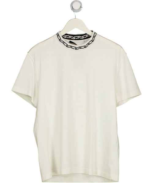 Louis Vuitton White Chain Neck Intarsia Jersey Crewneck T-shirt UK XS