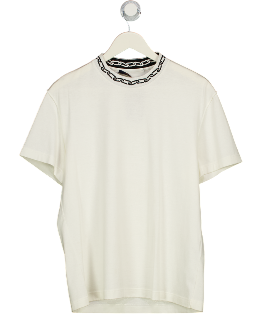 Louis Vuitton White Chain Neck Intarsia Jersey Crewneck T-shirt UK XS