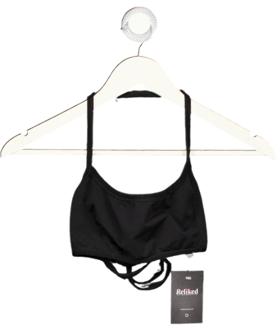 Bo & Tee Black Scoop-neck Halter Neck Sports Bra UK S