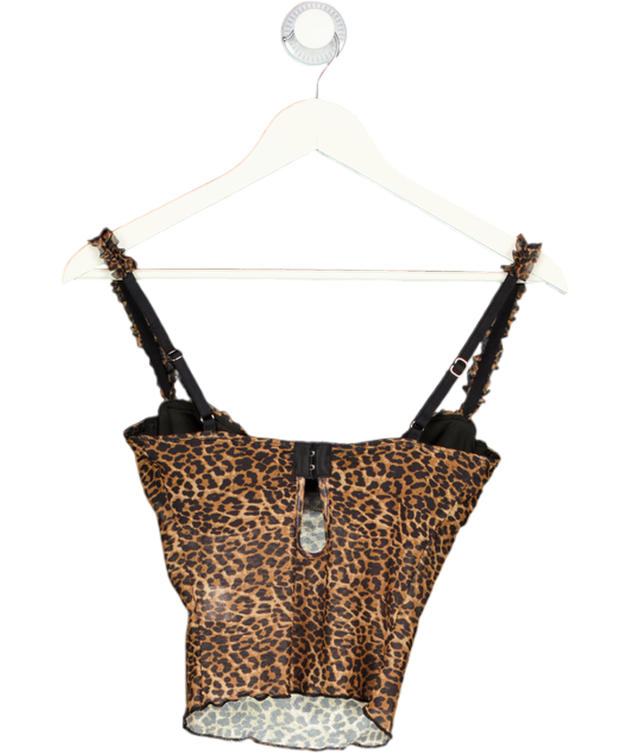 WHITE FOX Brown We Aren't A Thing Top Leopard With Built In Bra UK XS