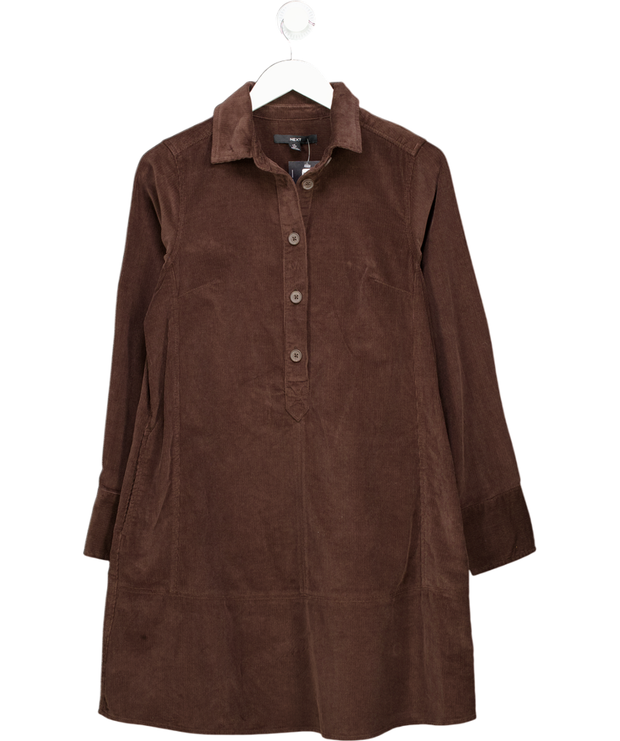 Next Chocolate Brown Cord Overhead Mini Dress UK 8