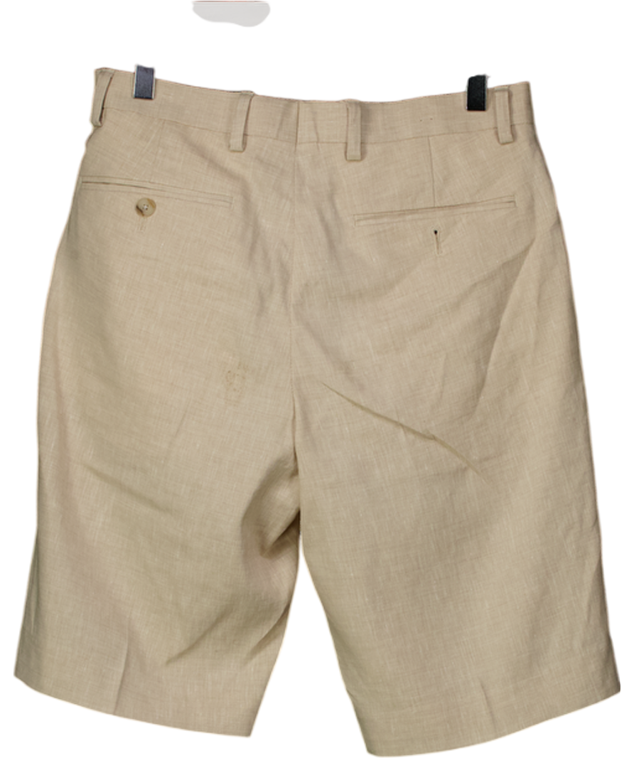 M&S Cream Tailored Fit Italian Performance Linen Blend Suit Shorts W30
