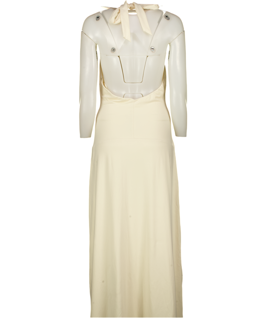 CHARCOAL Cream Jersey Halterneck Midi Dress UK 8