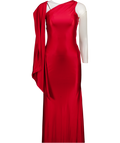 OH POLLY Scarf-detail Strapless Gown In Scarlet Red UK XS