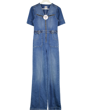 DONNA IDA Blue Opal The Softly Curved Jumpsuit UK S