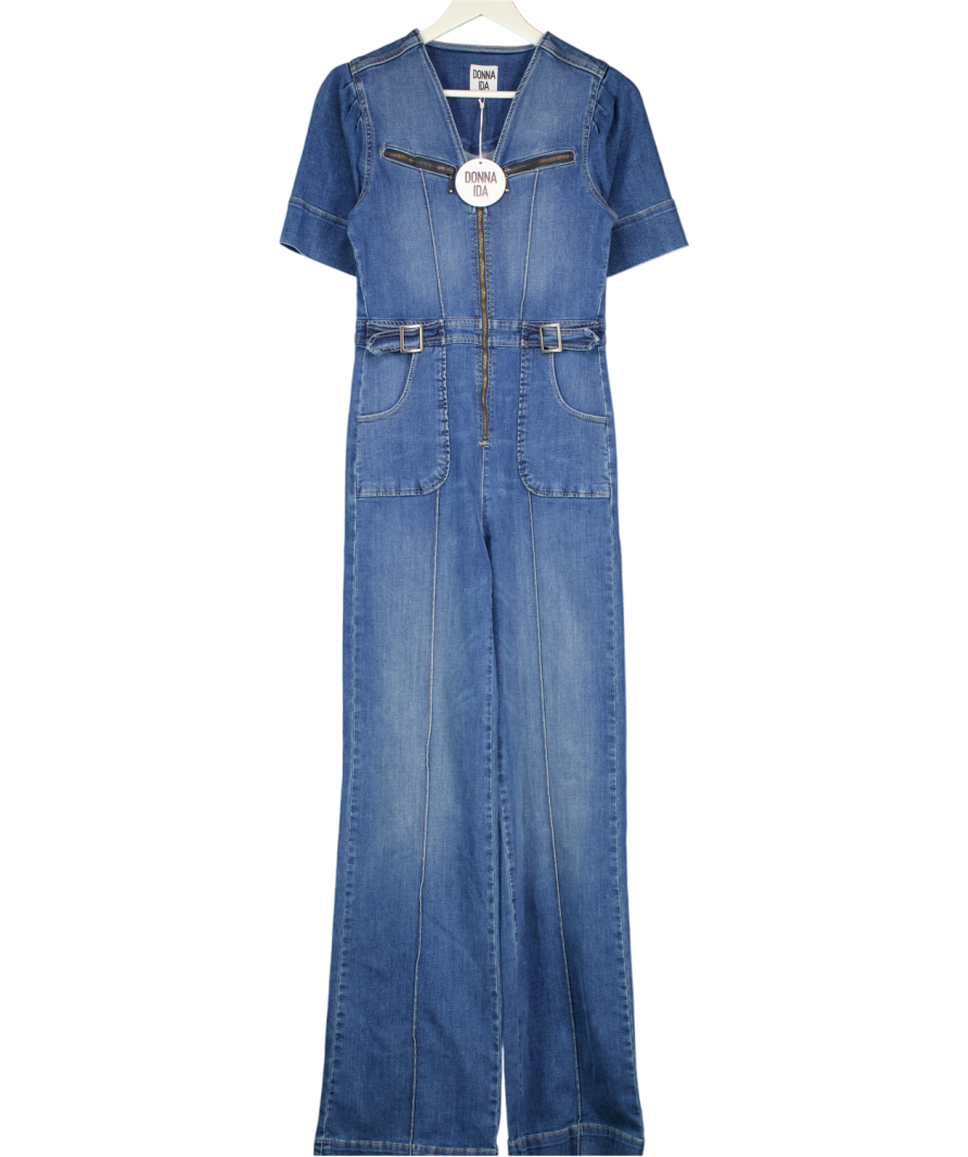 DONNA IDA Blue Opal The Softly Curved Jumpsuit UK S