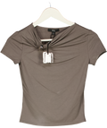 khy by Kylie Jenner Grey Short Sleeve Pierced Top UK S