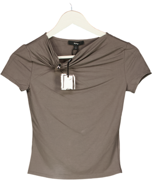 khy by Kylie Jenner Grey Short Sleeve Pierced Top UK S