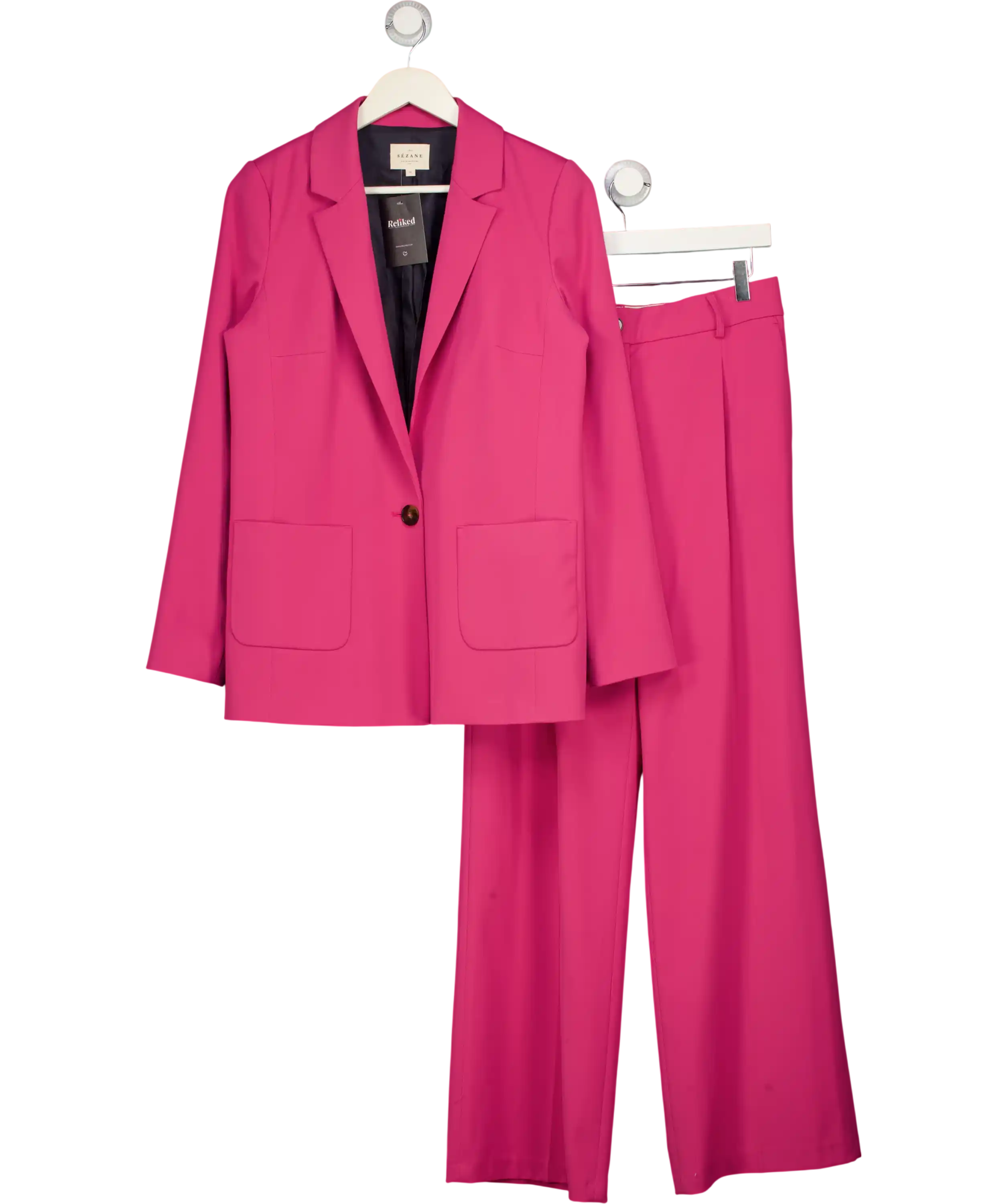 Sezane 2-piece Bright Pink Blazer & Trouser Suit Fr36 UK 8
