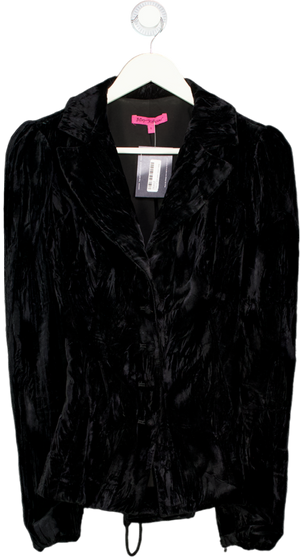 BETSEY JOHNSON Black Vintage Crushed Velvet Blazer Us6 UK 10