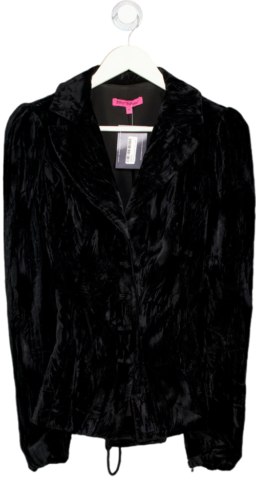 BETSEY JOHNSON Black Vintage Crushed Velvet Blazer Us6 UK 10