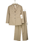 NEVER FULLY DRESSED 2-piece Cream / Brown Check Blazer And Trouser Set UK 8