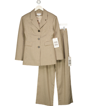 NEVER FULLY DRESSED 2-piece Cream / Brown Check Blazer And Trouser Set UK 8