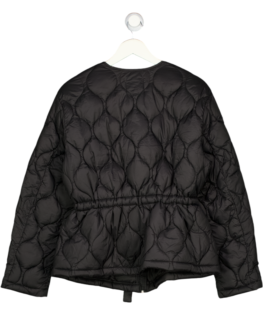 H&M Black Drawstring Waist Quilted Jacket UK M