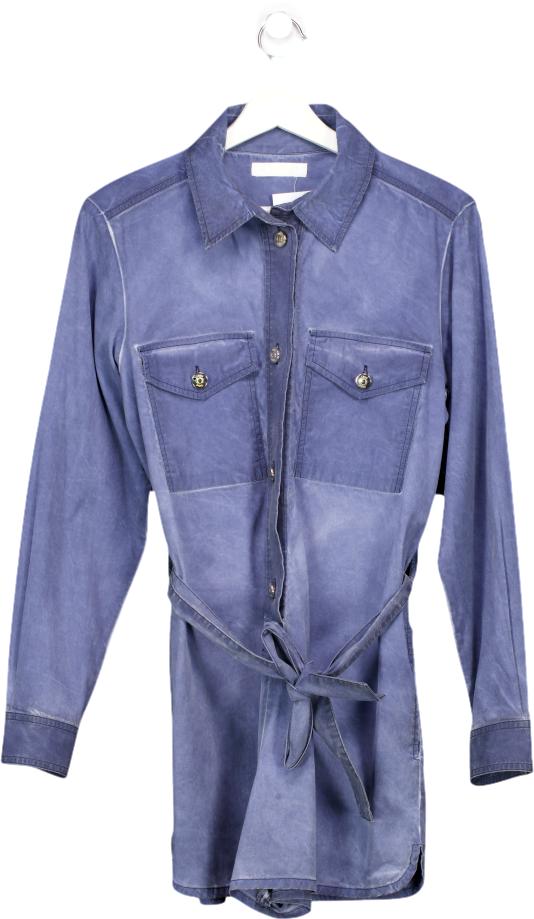 CHLOE Blue  Chambray Denim Belted Playsuit Fr38 UK 10