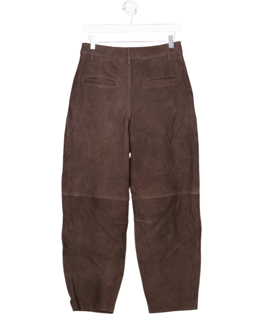 River Island Brown Premium Suede Barrel Leg Trousers UK 8