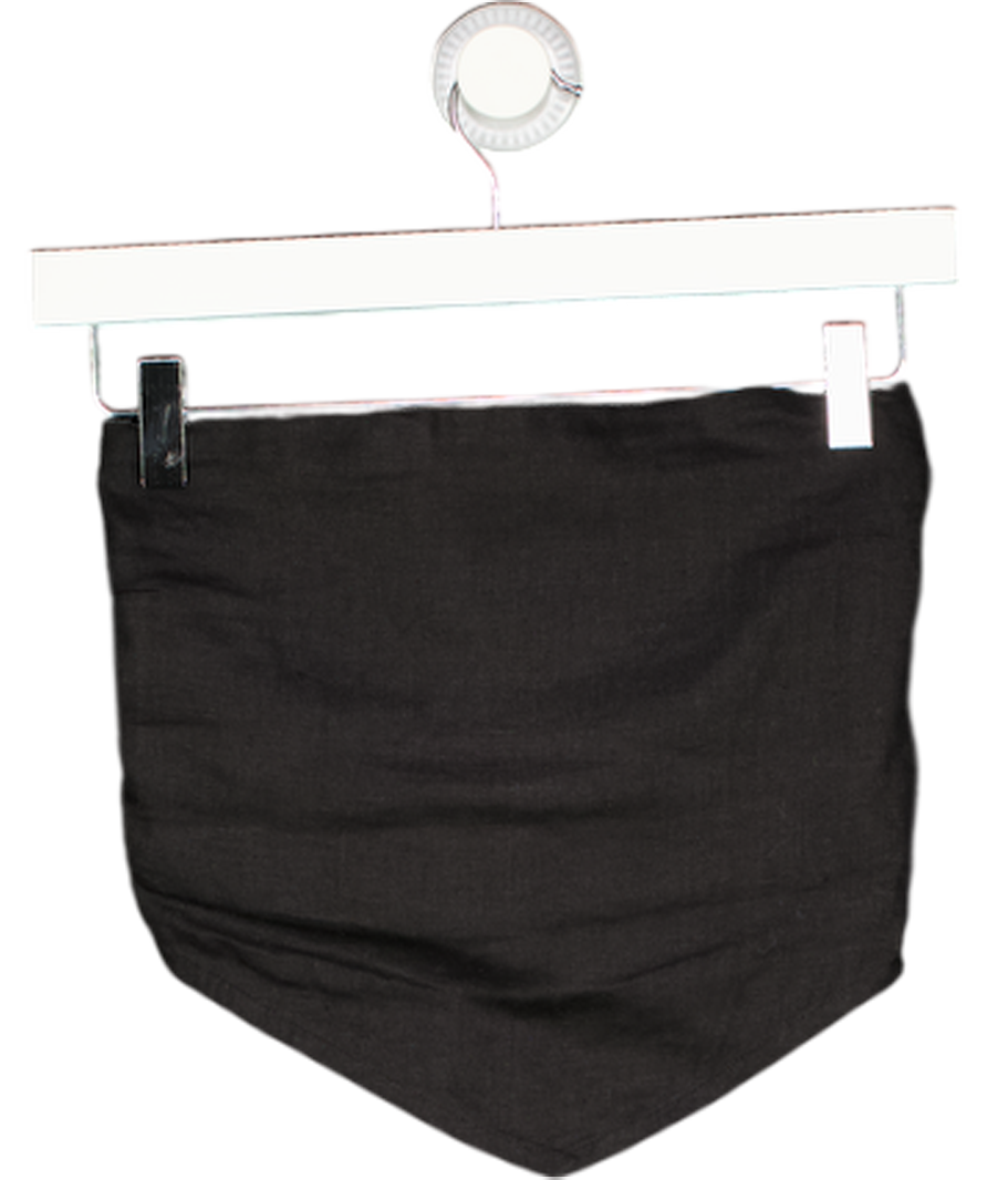 FAITHFUL THE BRAND Black Linen Shirred Back Bandeau Top UK 8