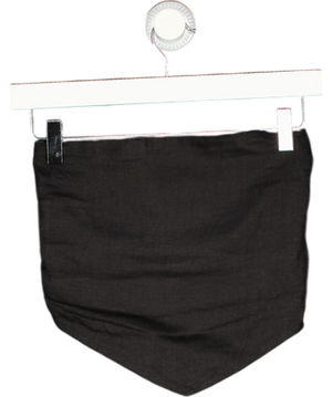 FAITHFUL THE BRAND Black Linen Shirred Back Bandeau Top UK 8