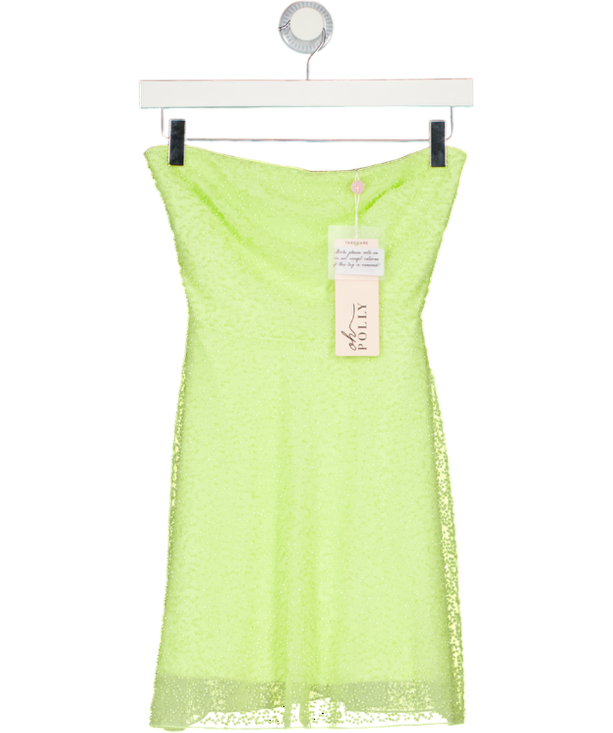 Oh Polly Lime Green Beaded Mini Dress UK 6 Reliked Oh Polly Lime Green Beaded Mini Dress UK 6 Reliked