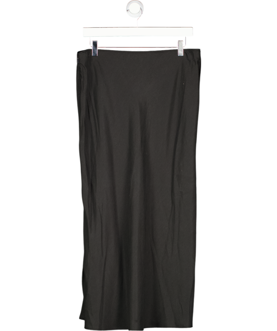 WHISTLES Black Tencel Midi Slip Skirt UK 14