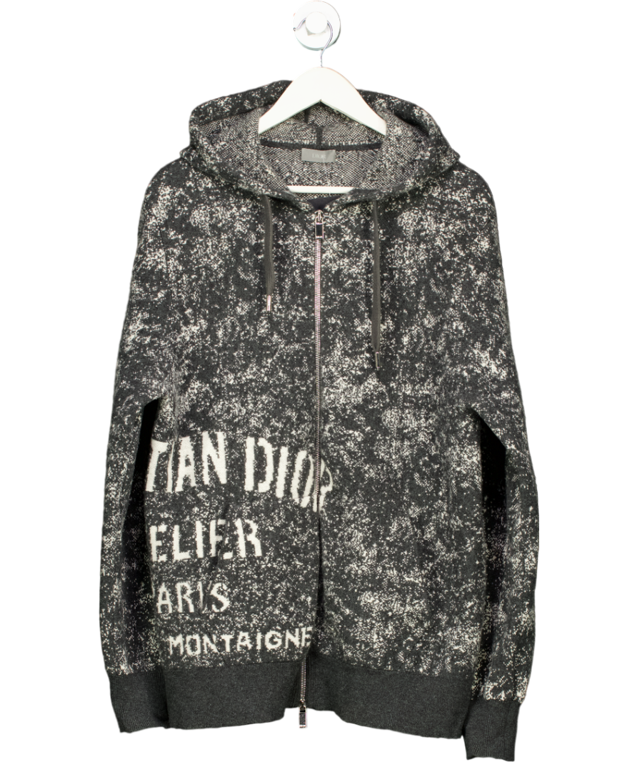 Christian Dior Grey vintage Atelier Noise Knit Zip Up Hoodie UK XL