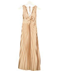 NEW LOOK  Nude Gold Twist-front Pleated Maxi Dress UK 6