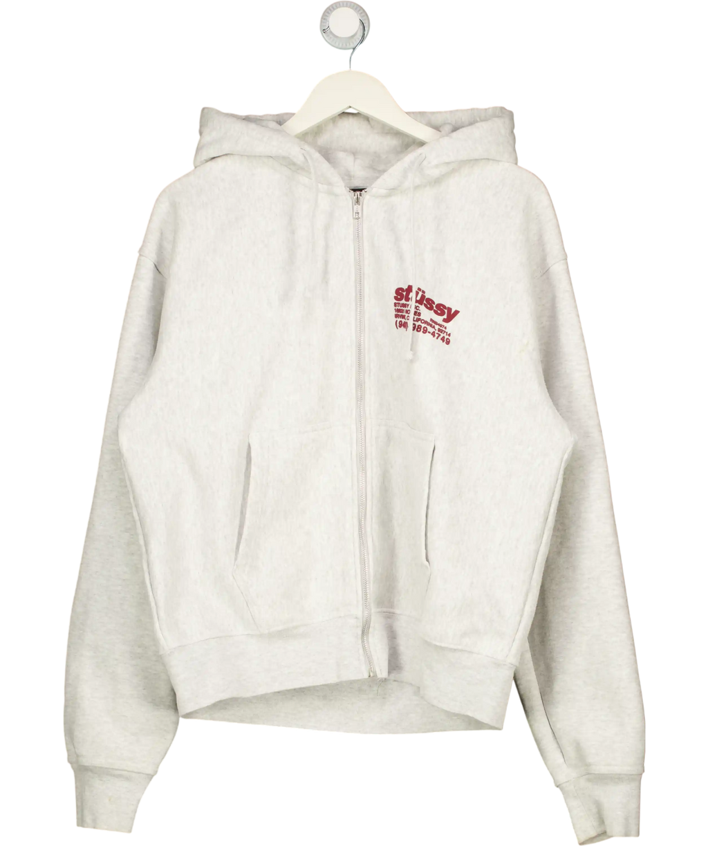 Stüssy Grey Zip Up Hoodie UK M