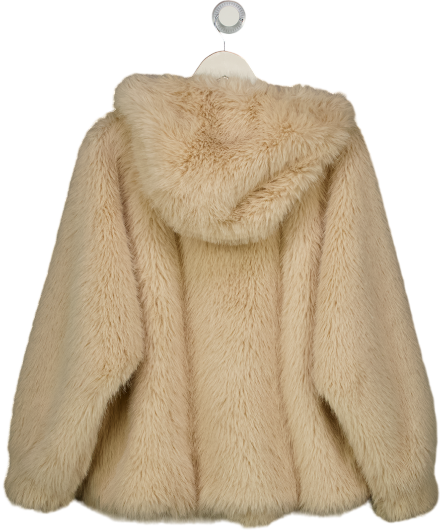 Free People Cream Faux Fur 1/2 Zip Hoodie UK M