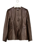 ROTATE BY BIRGER CHRISTENSEN Chocolate Brown 100% Lamb Leather Flared Leather Jacket De36 UK 8