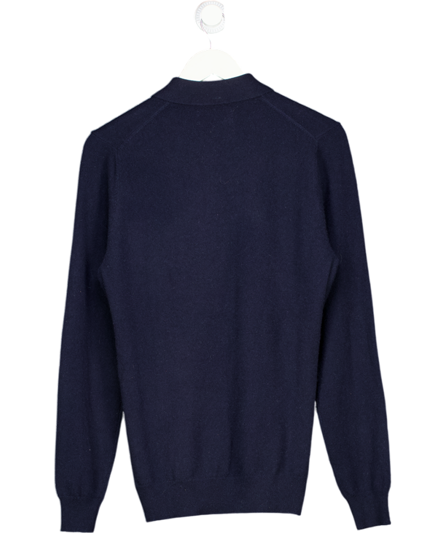 M&S AUTOGRAPH Navy Blue 100% Cashmere Polo Jumper UK S