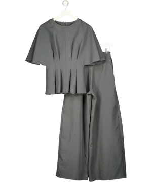 ARRANGE Grey Pleat Waist Short Sleeve Top & Wide Leg Trousers Set UK 6