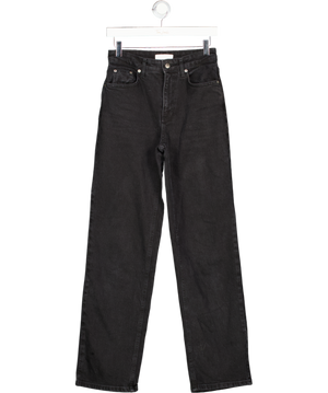 NA-KD Black Straight High Waist Jeans UK 6
