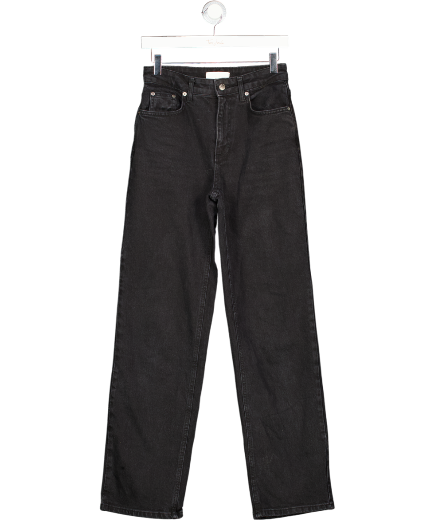 NA-KD Black Straight High Waist Jeans UK 6