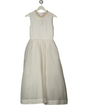 H&M White Simone Rocha Silk-blend Cloqué Dress Pearl Neckline UK XS