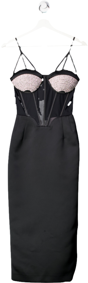 Marianna Senchina Black Crystal Night Bustier Midi Dress UK XS