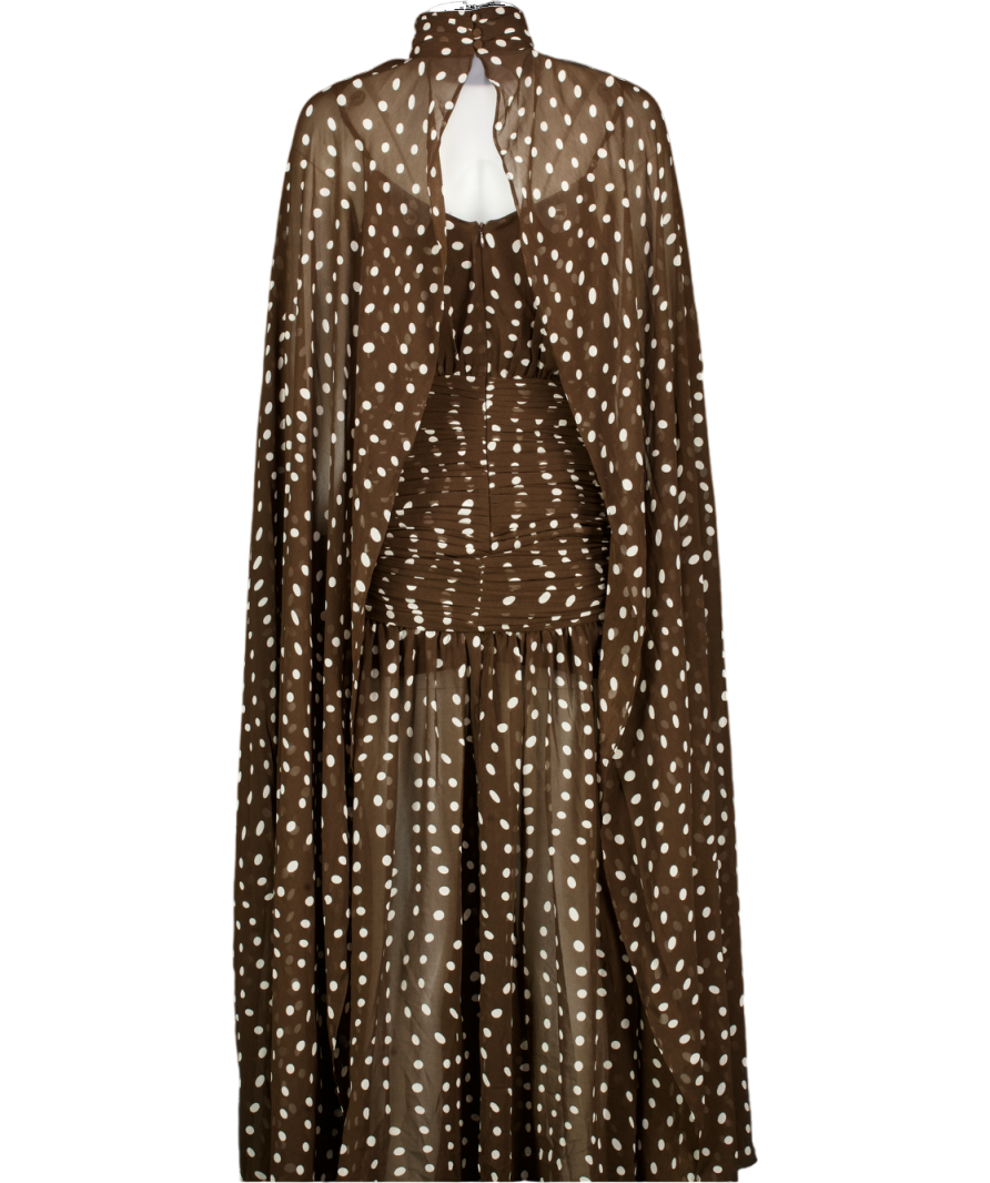 MICHELLE KEEGAN Brown Polka Dot Maxi Dress UK 6