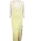 WHITE FOX Yellow Halter Ruffle Maxi Dress UK XXS