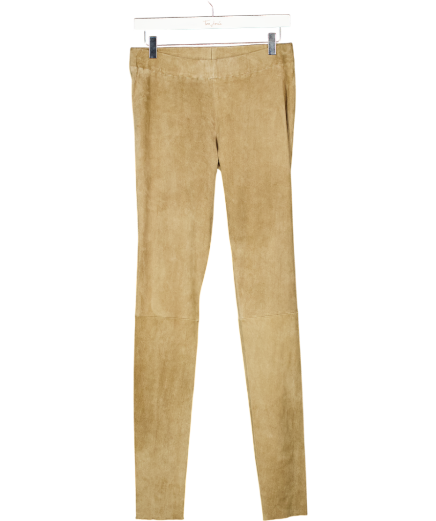 Allude Brown Bc1a Lamb Leather Leggings UK M