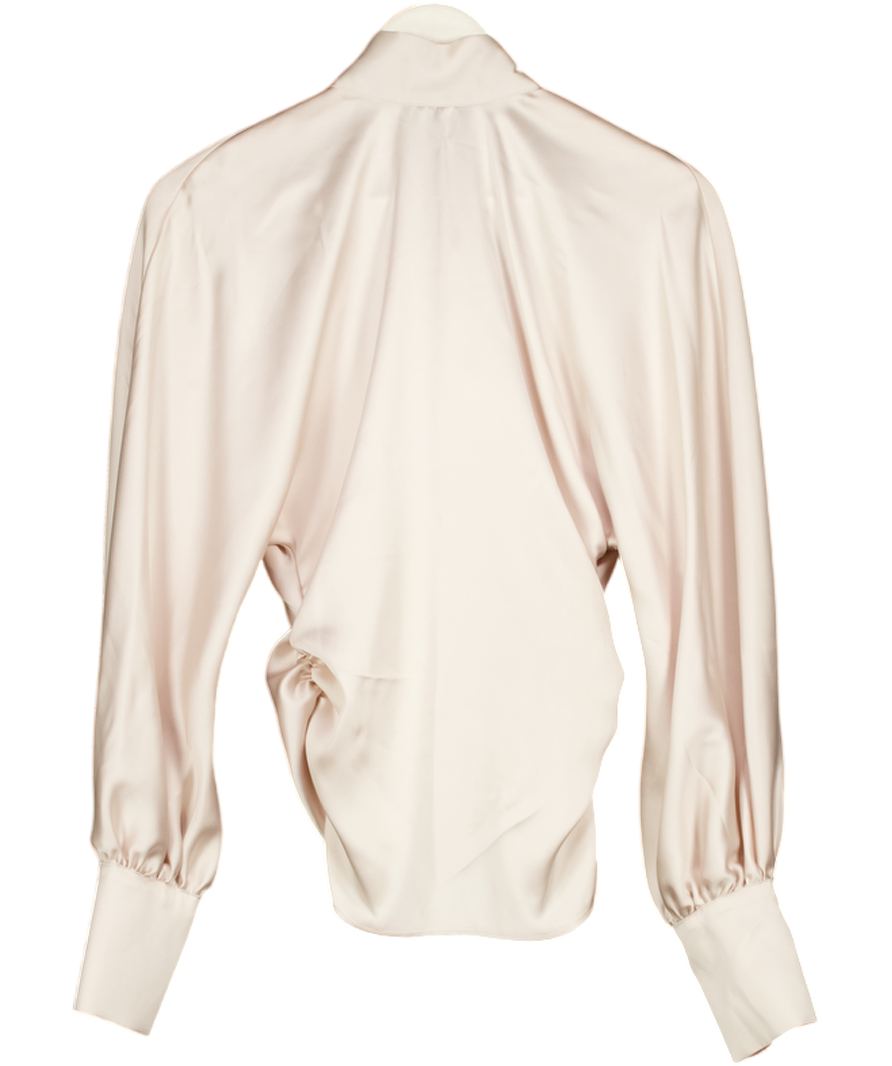 ASOS Design Cream Satin High Neck Batwing Blouse UK 8