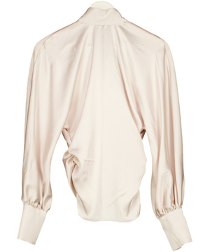 ASOS Design Cream Satin High Neck Batwing Blouse UK 8