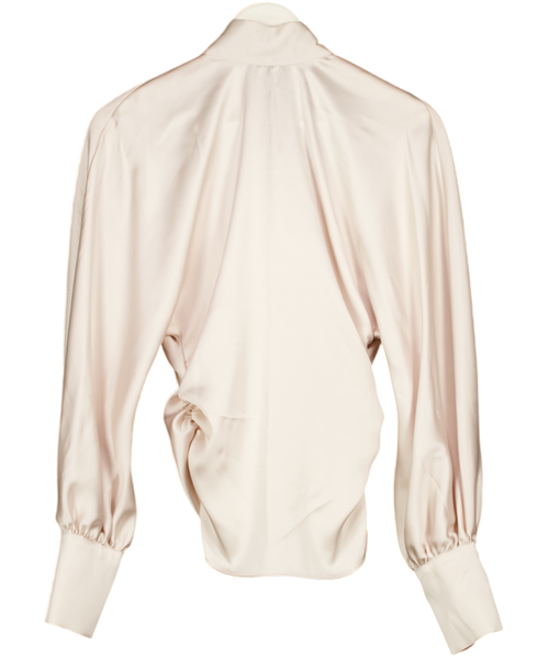 ASOS Design Cream Satin High Neck Batwing Blouse UK 8