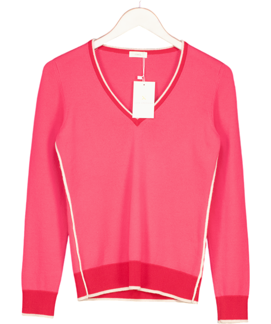 Malo Pink Cashmere V-neck Jumper UK M